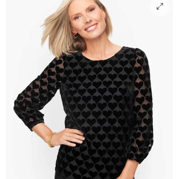 Talbots Tops - NWT Talbots Plus Size Elegant Black Heart Patterned Women's Top Size 3X